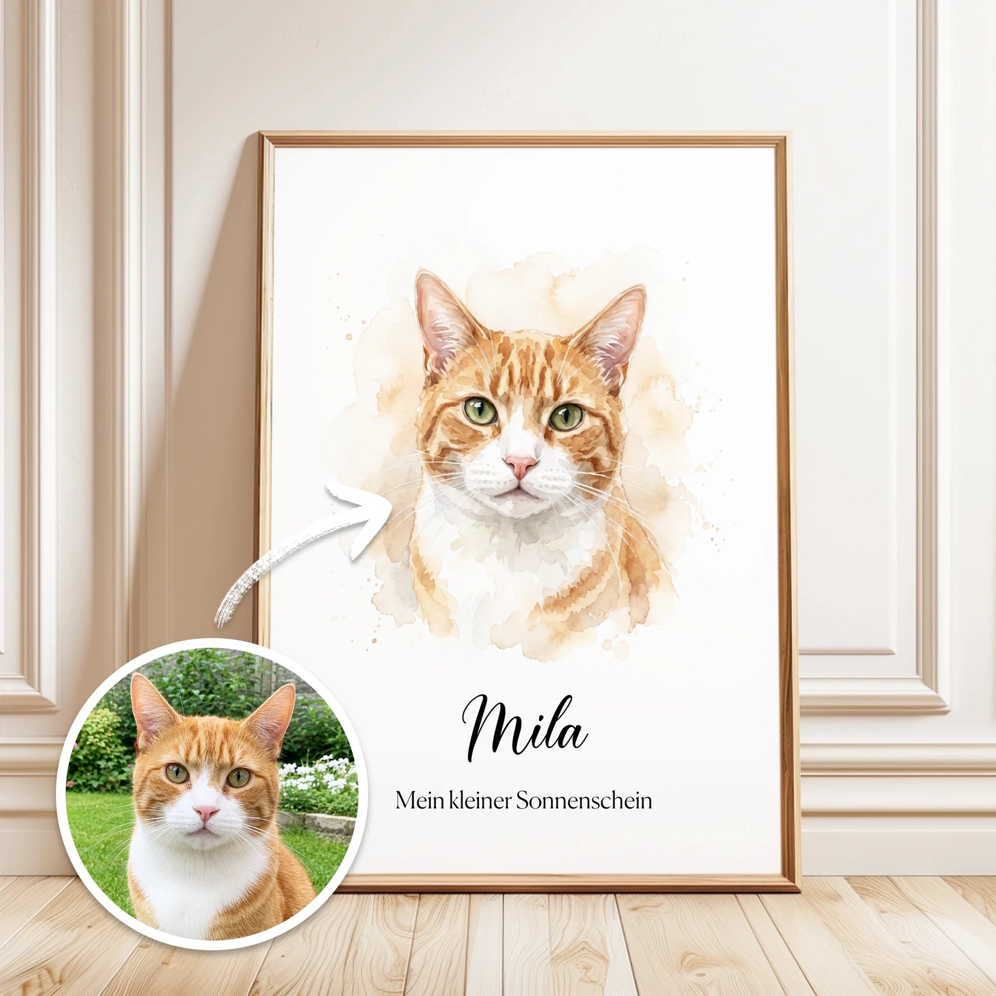 Deine Katze als Aquarell-Kunstwerk