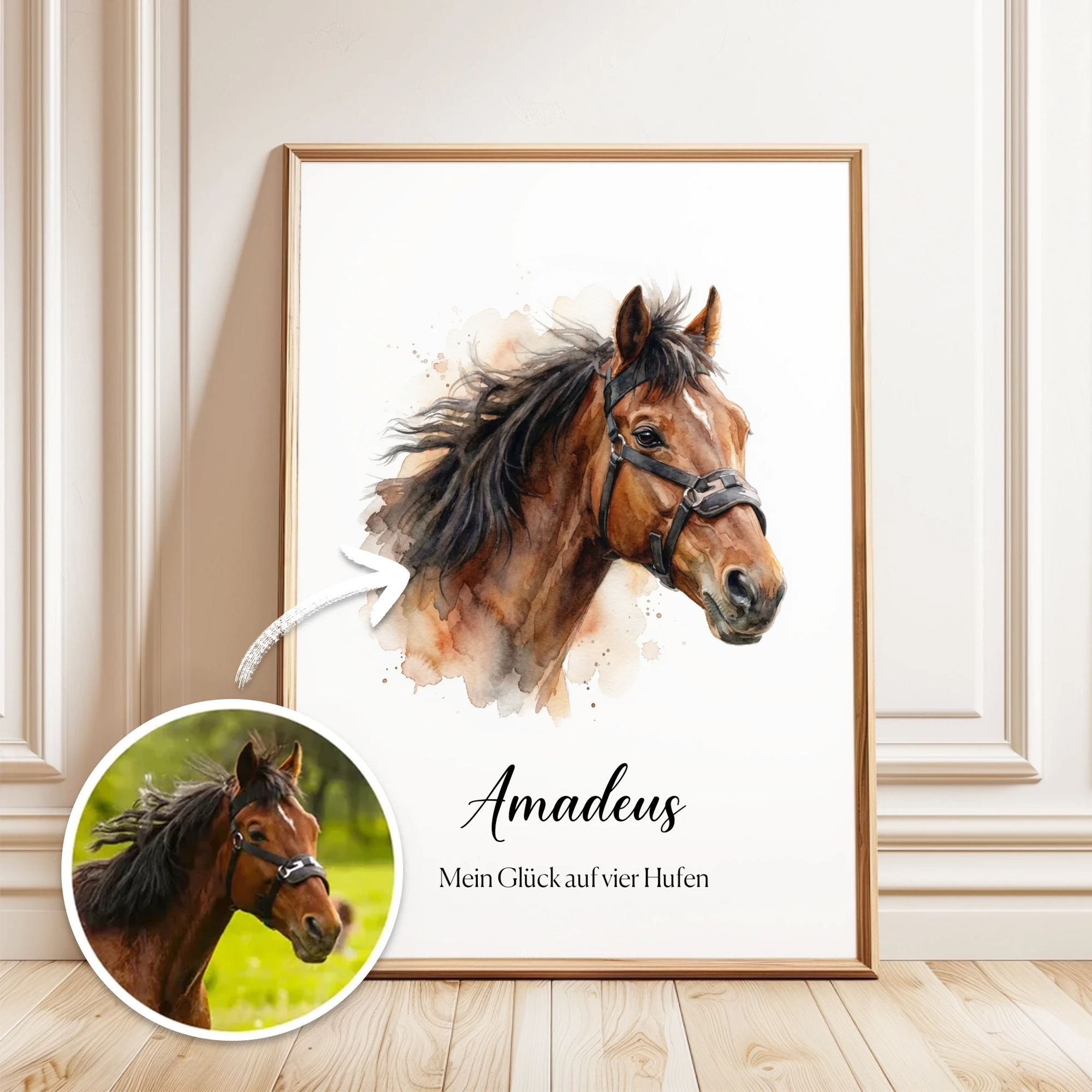Dein Pferd als Aquarell-Kunstwerk
