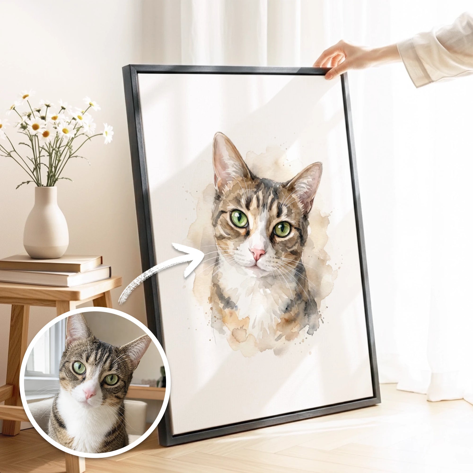 Deine Katze als Aquarell-Kunstwerk