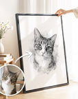 Aquarell-Tierportrait in Schwarz / Weiß