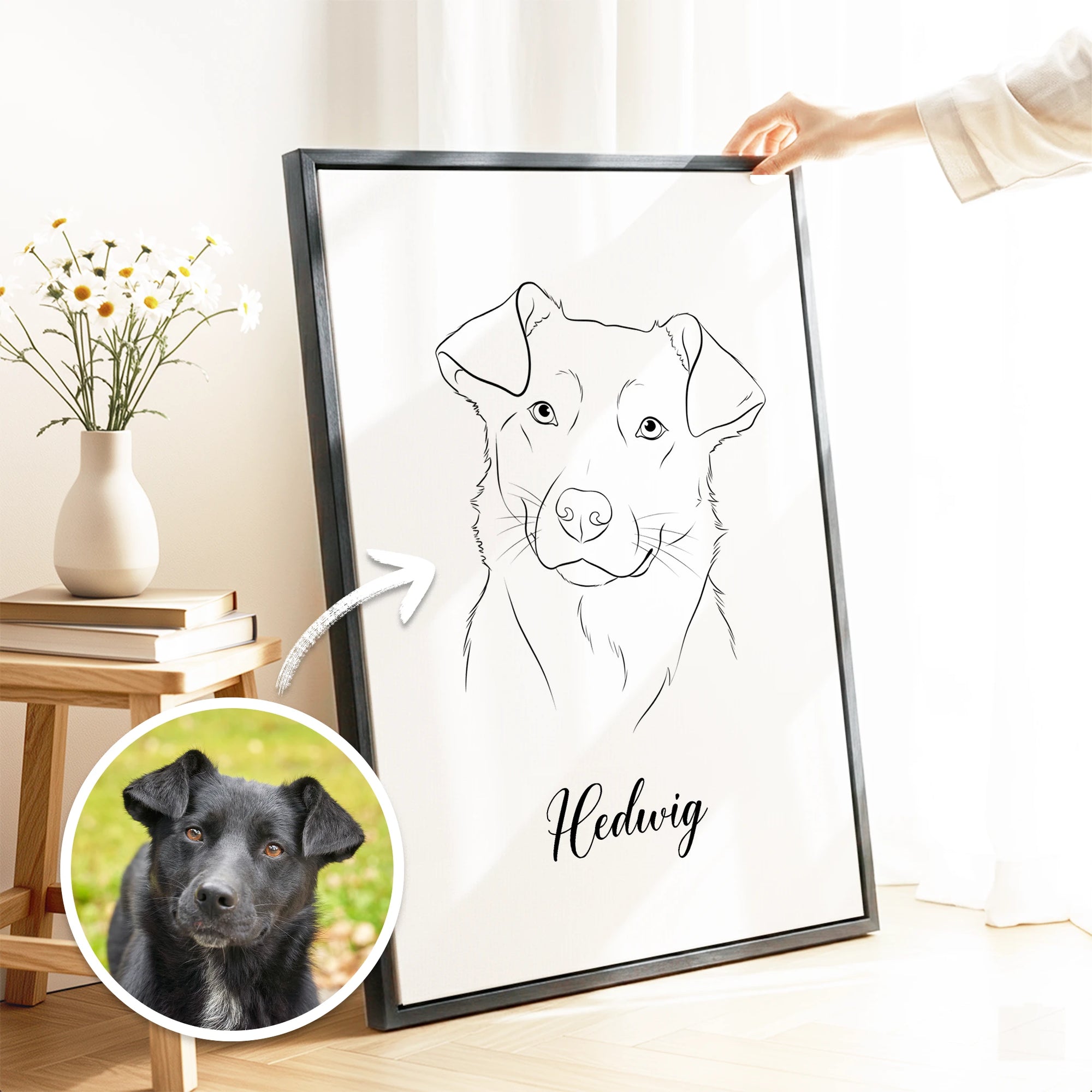 Tierportrait als Line-Art Illustration