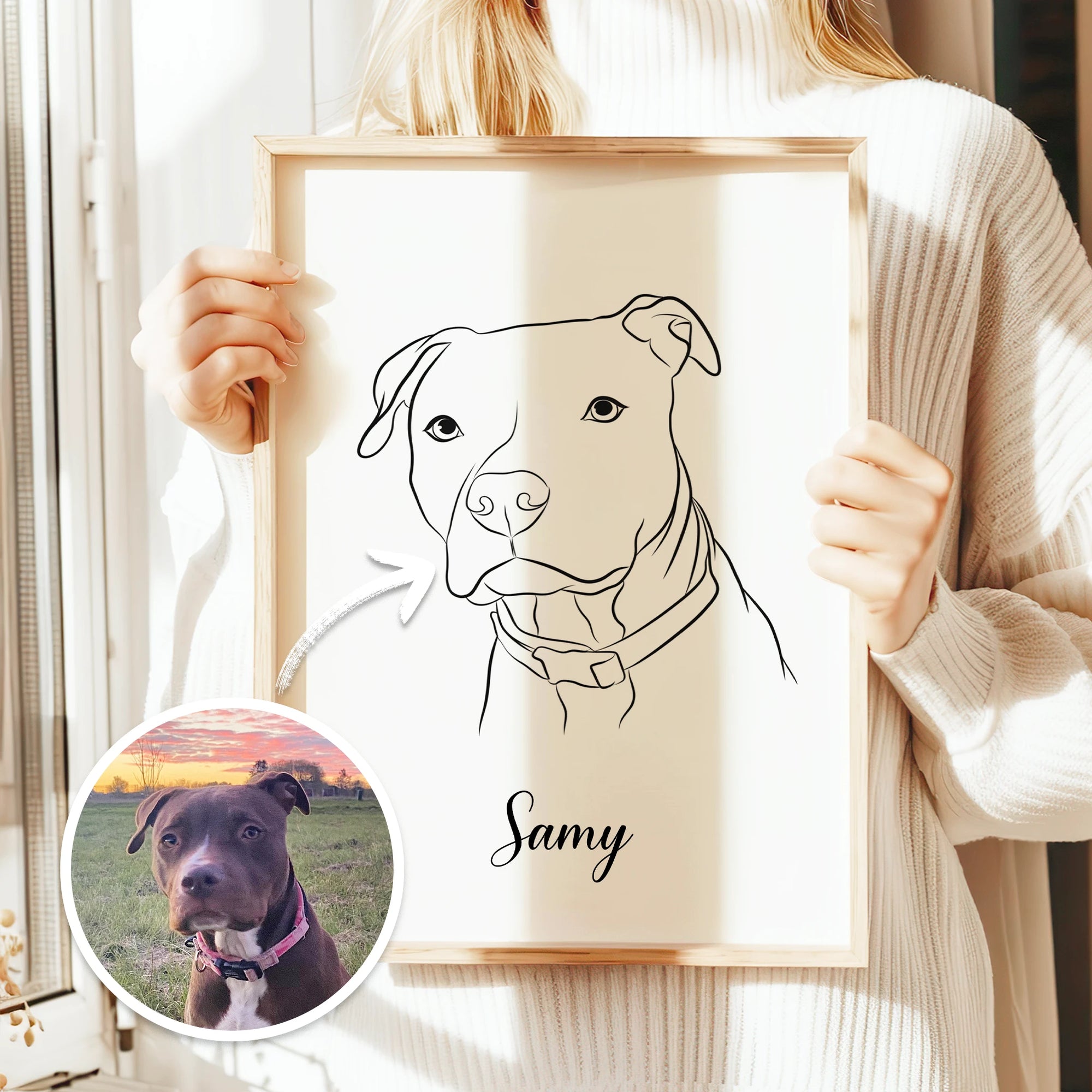 Tierportrait als Line-Art Illustration