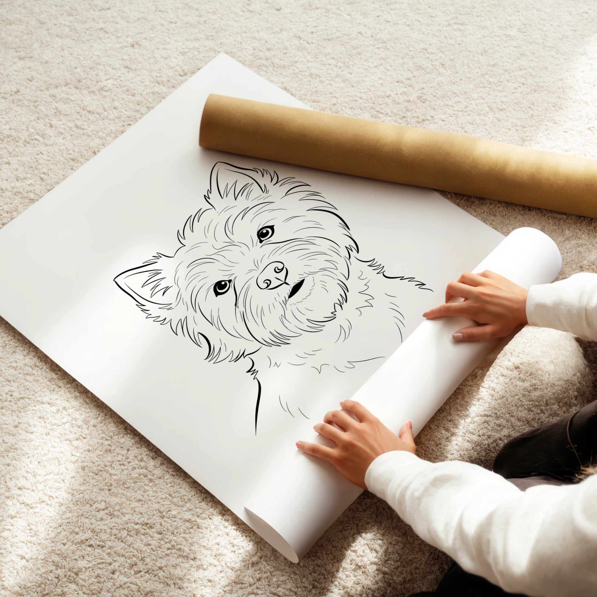 Tierportrait als Line-Art Illustration