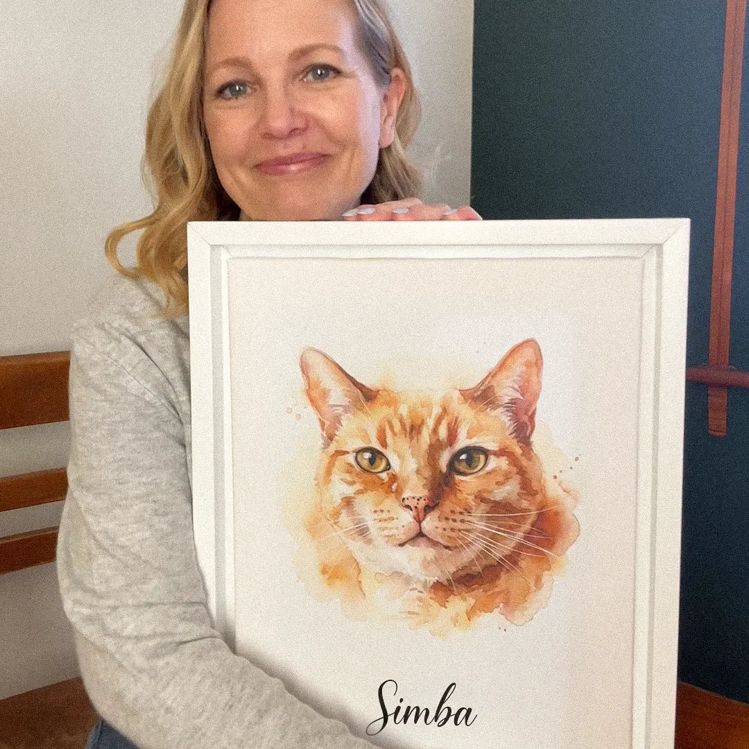 Deine Katze als Aquarell-Kunstwerk